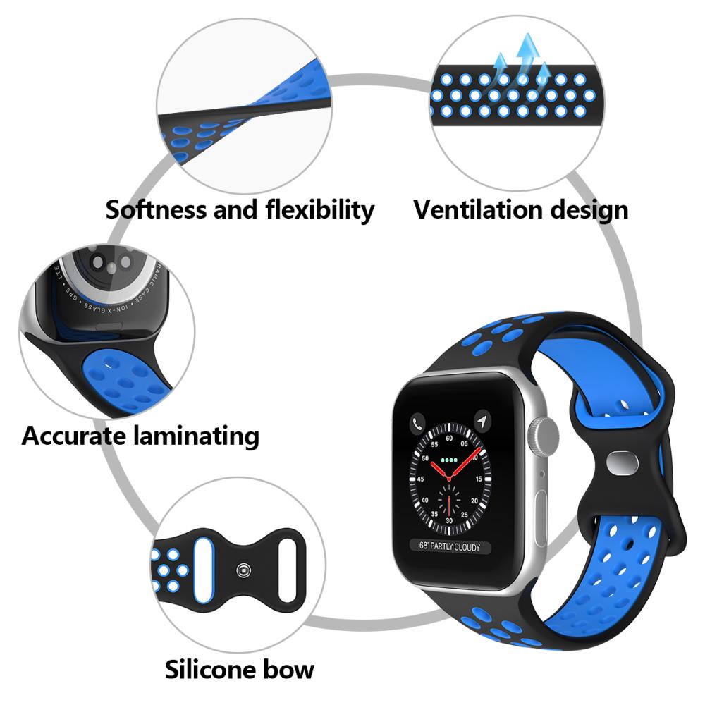 ColorPop Sportarmband Dual-Color Apple Watch 42/41/40/38 mm (M/L) Svart/Blå