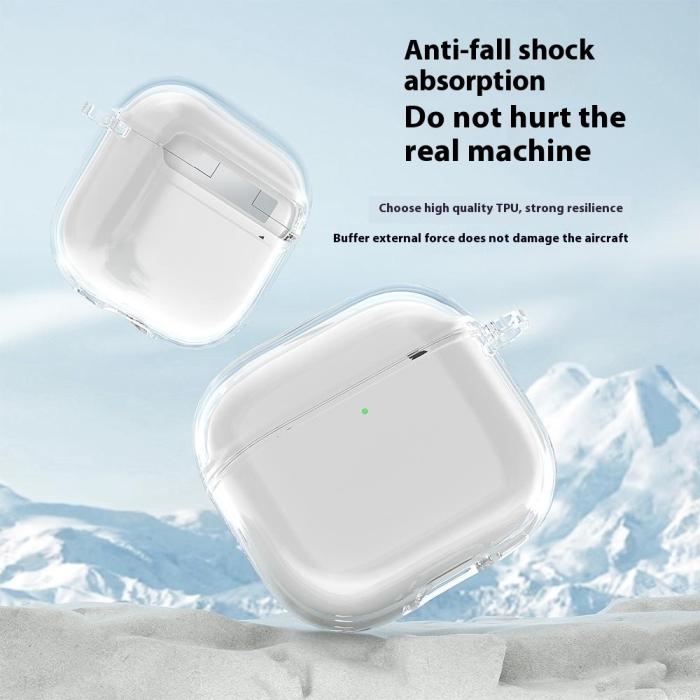 Bild 2,  AirPods 4 Skal TPU Karbinhake Transparent
