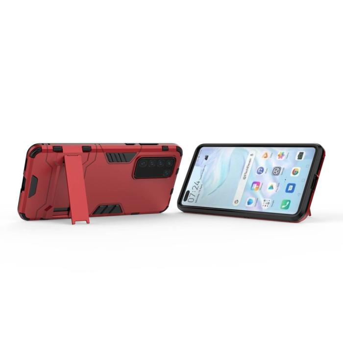 Bild 3,  Huawei P40 - Hybrid Skal med Kickstand - Röd