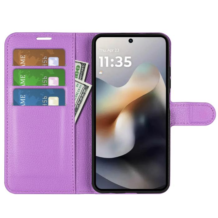 Bild 5,  Motorola Moto G56 5G Fodral Litchi Läder Lila