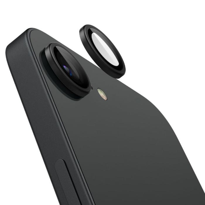 Bild 3, Spigen Spigen iPhone 17e / 16e 2-PACK Linsskydd GLAS.tR Optik Svart