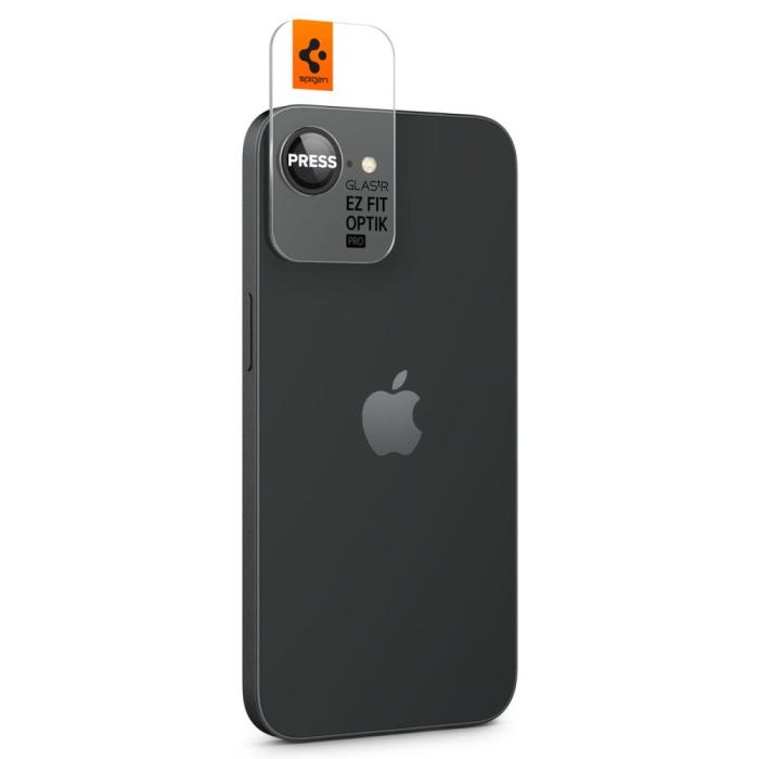 Bild 6, Spigen Spigen iPhone 17e / 16e 2-PACK Linsskydd GLAS.tR Optik Svart