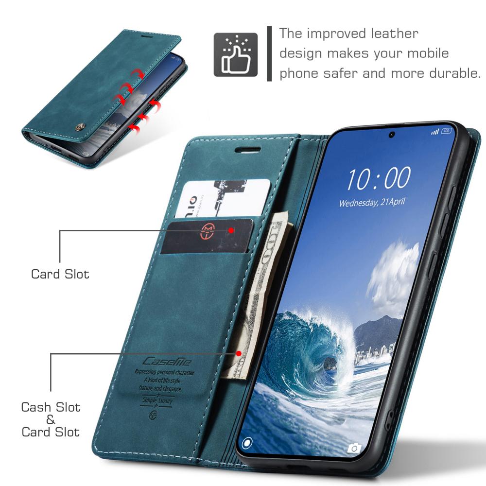 CASEME CASEME Xiaomi 15T Fodral Flip Retro Läder Blå