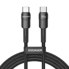 ESSAGER ESSAGER 3m 100W 5A PD USB-C - USB-C Laddningskabel Svart