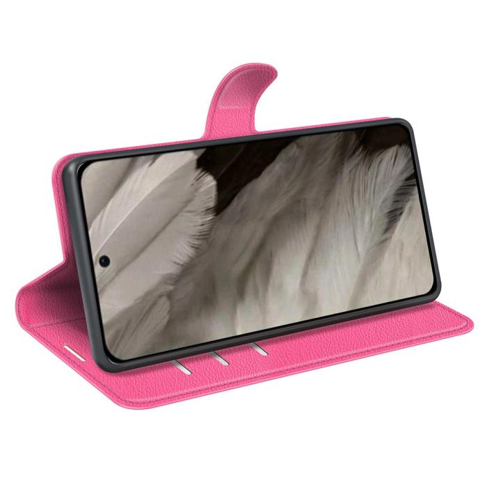 Bild 3,  Google Pixel 8 Pro Fodral Litchi Textur Rosa