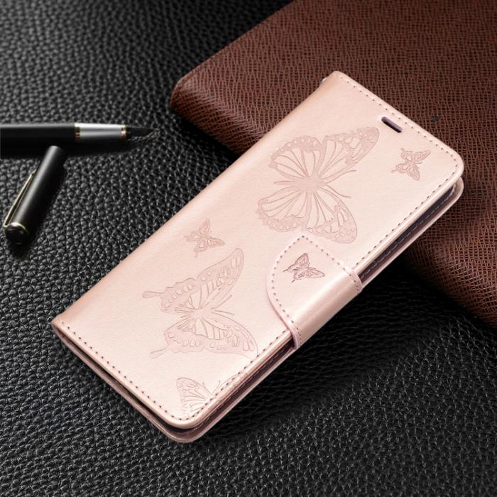 Bild 6,  Samsung Galaxy S21 FE Fodral Butterfly Läder Roséguld