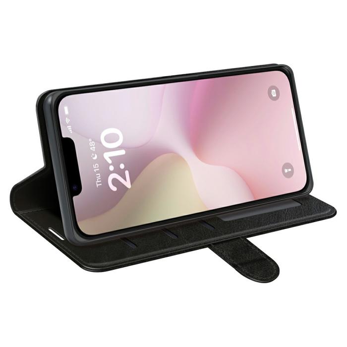 Bild 3,  iPhone 17e / 16e Fodral Crazy Horse Läder Svart