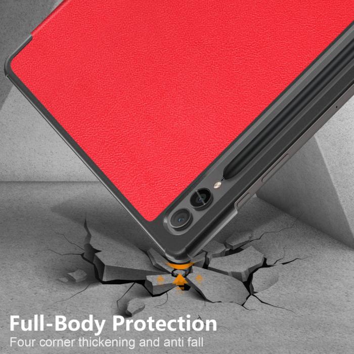Bild 6,  Samsung Galaxy Tab S9 Plus Fodral Läder Röd