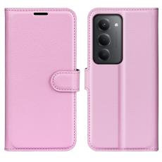 Xiaomi Redmi 15 Fodral Litchi L&auml;der Ljus Rosa