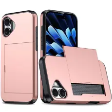  iPhone 17 Skal Hybrid Med Kortfack Ros&eacute;guld