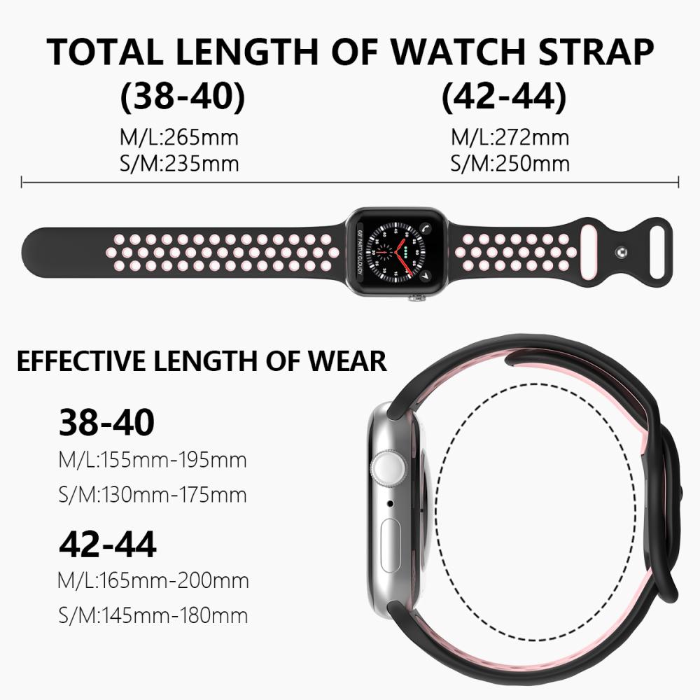ColorPop Sportarmband Dual-Color Apple Watch 42/41/40/38 mm (M/L) Svart/Rosa