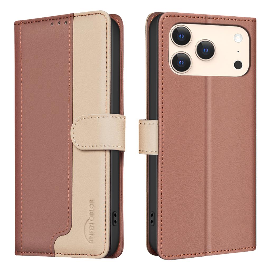 BINFEN BINFEN iPhone 17 Pro Max Fodral RFID Splicing Color Brun