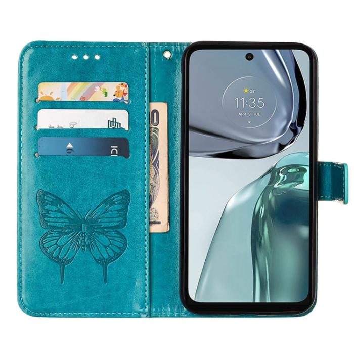 Bild 4,  Motorola Moto G62 5G Fodral Med Fjäril Tryck Blå