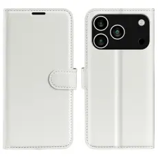  iPhone 17 Pro Fodral Litchi L&auml;der Vit