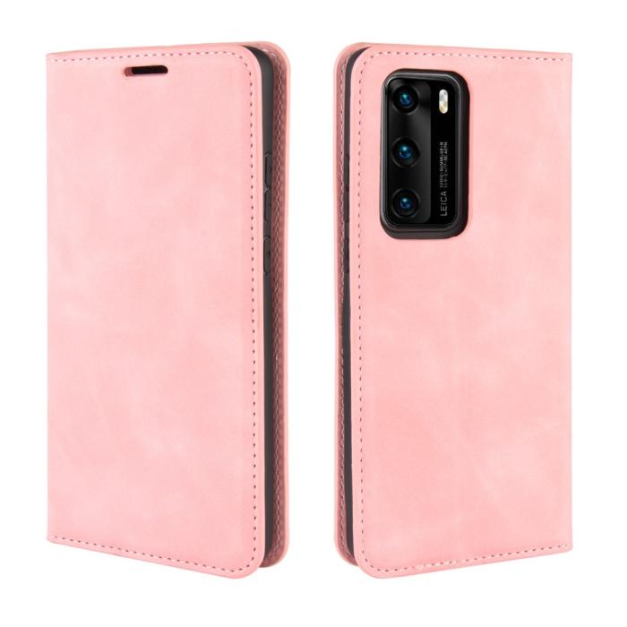 Bild 2,  Huawei P40 - Silkeslent Plånboksfodral - Ljus Rosa