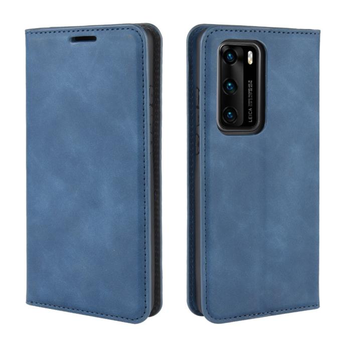 Bild 2,  Huawei P40 - Silkeslent Plånboksfodral - Mörk Blå