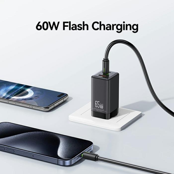 Bild 4, USAMS USAMS 1m 60W USB-C - USB-C Kabel Vit