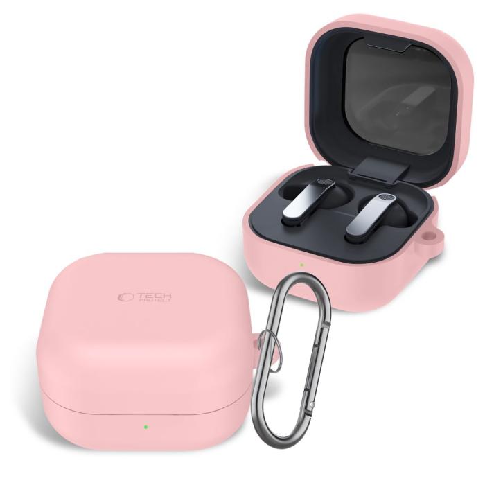 Bild 4, Tech-Protect Tech-Protect Galaxy Buds 4 / 4 Pro Skal Silikon Hook Dusty Pink