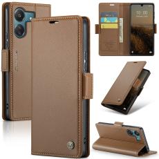 CASEME CASEME Xiaomi Redmi 13C 4G Fodral RFID Litchi L&auml;der Brun