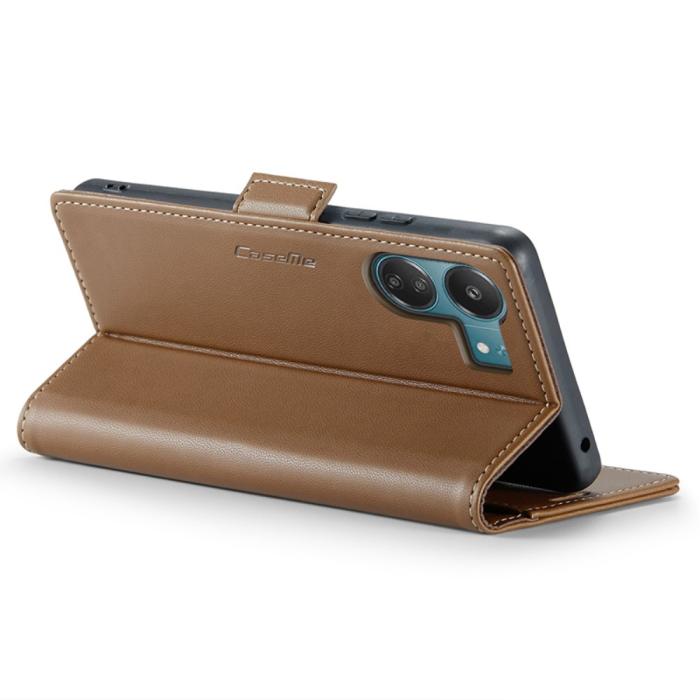 Bild 3, CASEME CASEME Xiaomi Redmi 13C 4G Fodral RFID Litchi Läder Brun