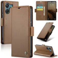 CASEME CASEME Xiaomi Redmi 13C 4G Fodral RFID Litchi L&auml;der Brun
