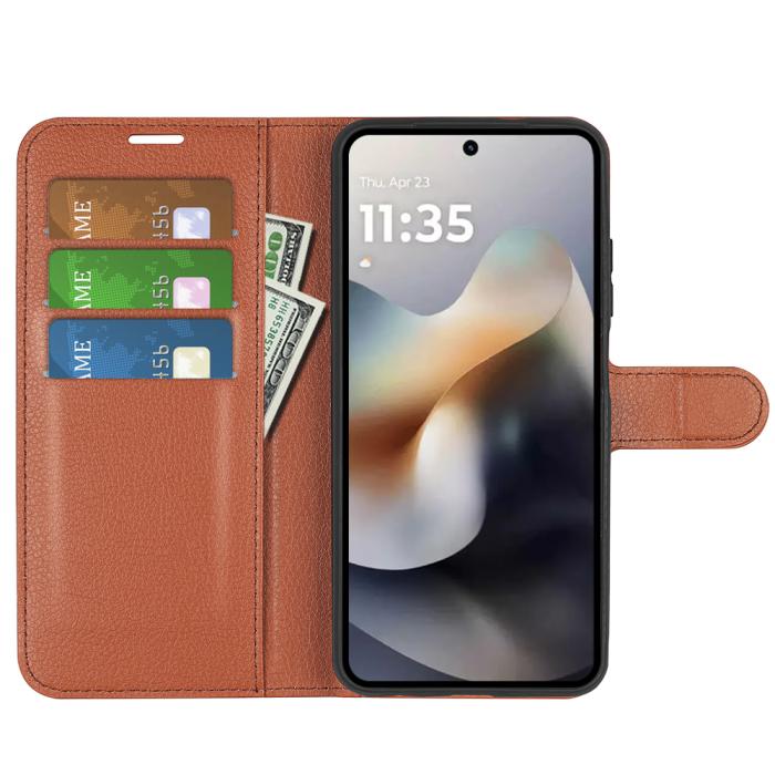 Bild 5,  Motorola Moto G56 5G Fodral Litchi Läder Brun