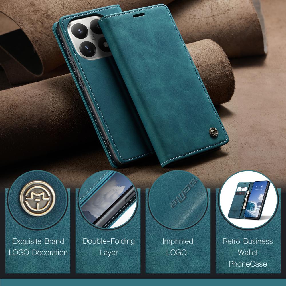 CASEME CASEME Xiaomi 15T Fodral Flip Retro Läder Blå