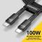 ESSAGER ESSAGER 3m 100W 5A PD USB-C - USB-C Laddningskabel Svart