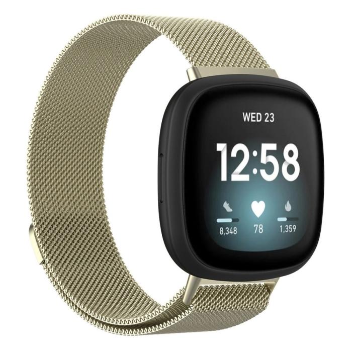 Bild 4,  Fitbit Versa 4/Sense 2 Armband Milanese Loop Guld
