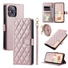  iPhone 16 Pro Fodral Rhombus L&auml;der Ros&eacute;guld