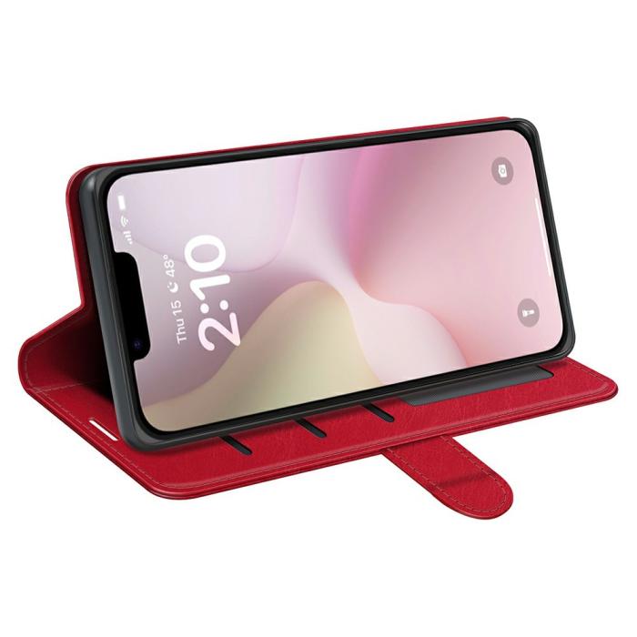 Bild 3,  iPhone 17e / 16e Fodral Crazy Horse Läder Röd
