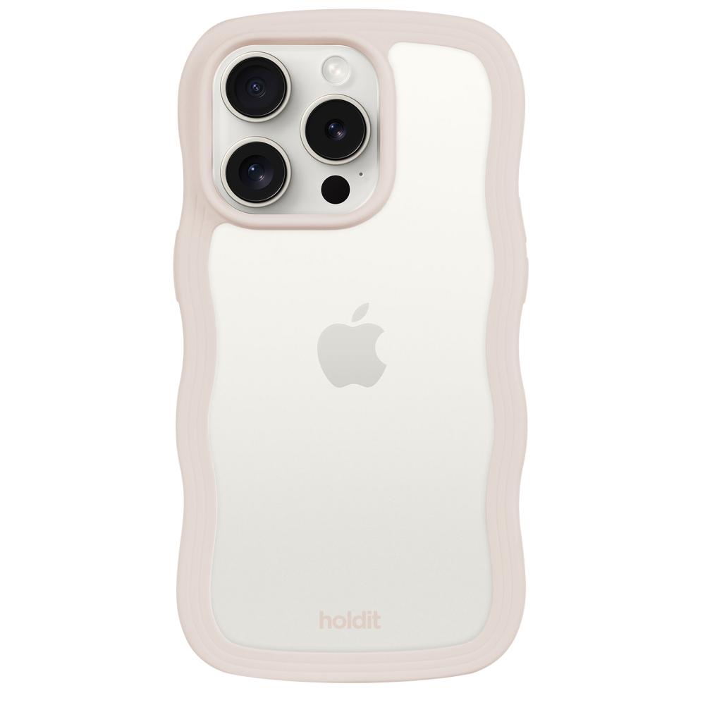 holdit holdit iPhone 15 Pro Skal Wavy Light Beige Transparent