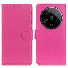  Xiaomi 14 Ultra Fodral Litchi L&auml;der Rosa