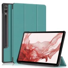  Samsung Galaxy Tab S9 Plus Fodral L&auml;der Svartgr&ouml;n