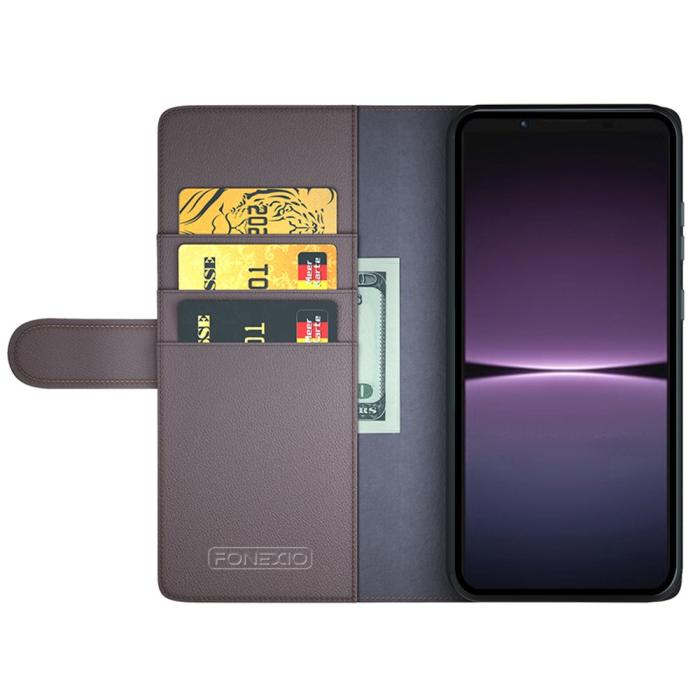 Bild 2,  Sony Xperia 1 V Fodral Premium Split Läder Brun