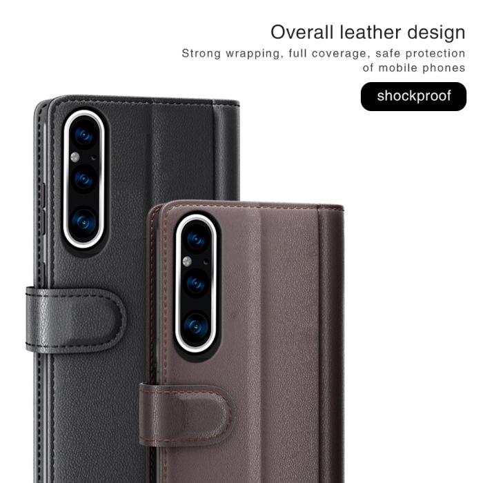 Bild 5,  Sony Xperia 1 V Fodral Premium Split Läder Brun