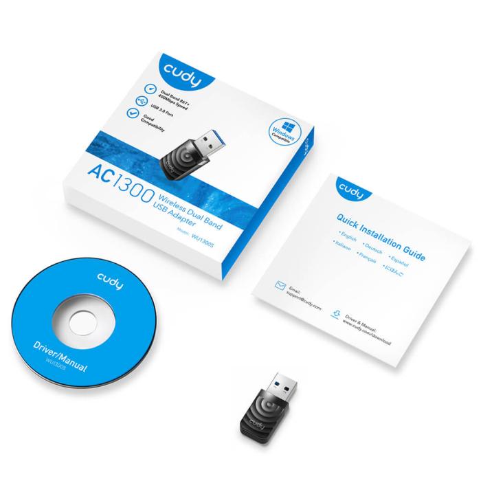 Bild 7, Cudy Cudy Wi-Fi Adapter USB WU1300S AC1300 Svart