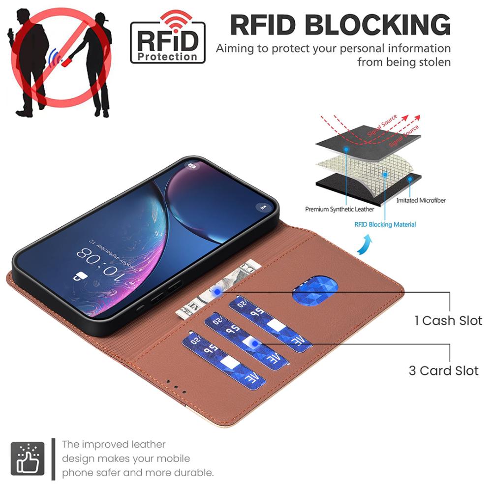 BINFEN BINFEN iPhone 17 Pro Max Fodral RFID Splicing Color Brun