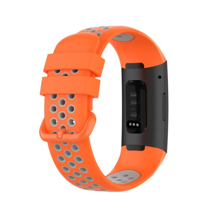 Bild 2,  Fitbit Charge 4/3 Silikon Träningsarmband Orange/Grå