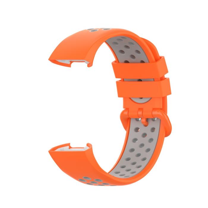 Bild 3,  Fitbit Charge 4/3 Silikon Träningsarmband Orange/Grå