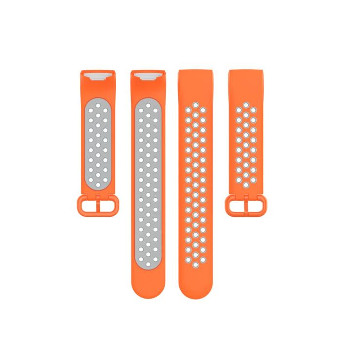 Bild 5,  Fitbit Charge 4/3 Silikon Träningsarmband Orange/Grå