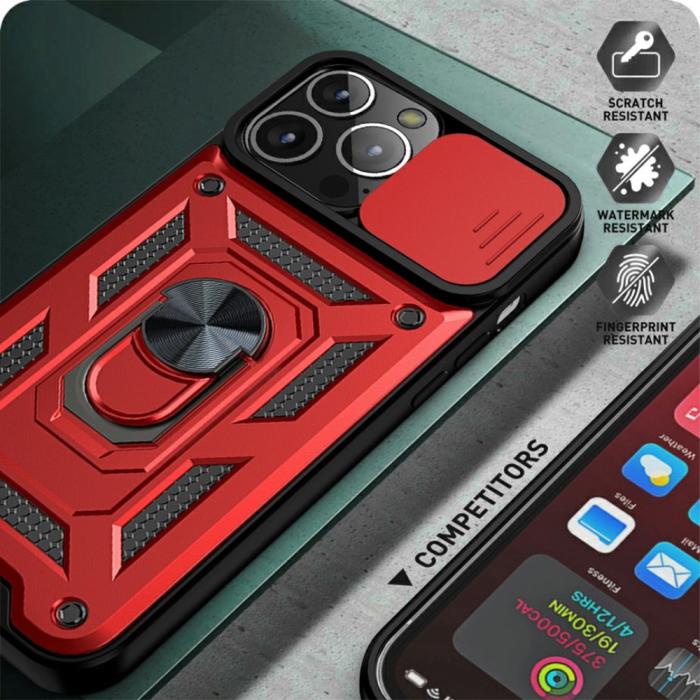 Bild 6,  iPhone 13 Mini - CamShield Armor Hybrid Ring Skal - Silver