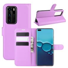  Huawei P40 - Litchi Pl&aring;nboksfodral - Lila