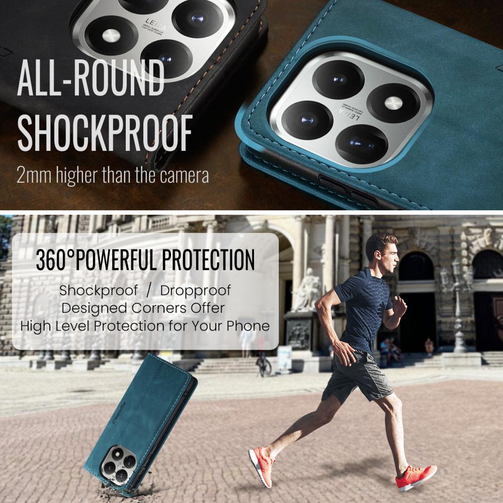 CASEME CASEME Xiaomi 15T Fodral Flip Retro Läder Blå