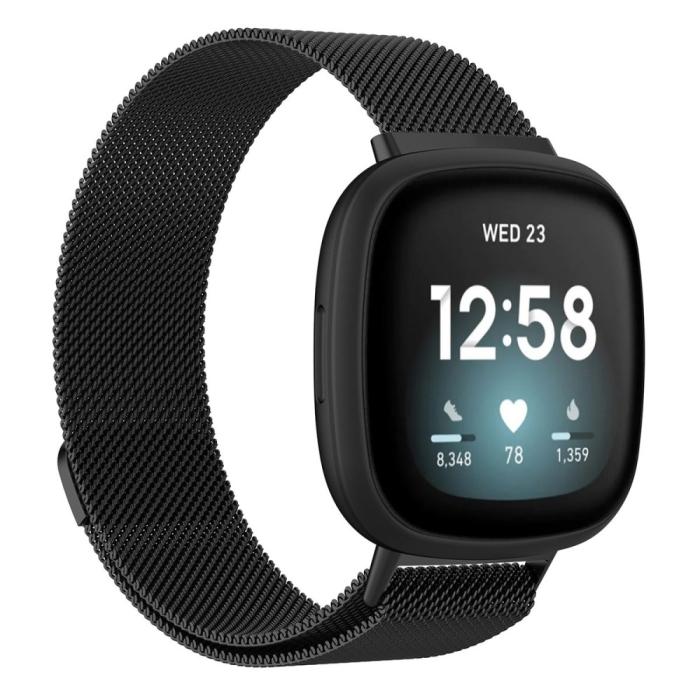 Bild 4,  Fitbit Versa 4/Sense 2 Armband Milanese Loop Svart