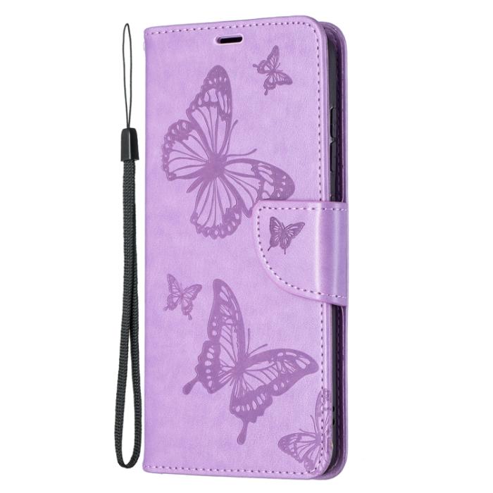 Bild 2,  Samsung Galaxy S21 FE Fodral Butterfly Läder Lila