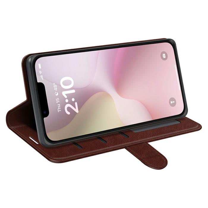 Bild 3,  iPhone 17e / 16e Fodral Crazy Horse Läder Brun