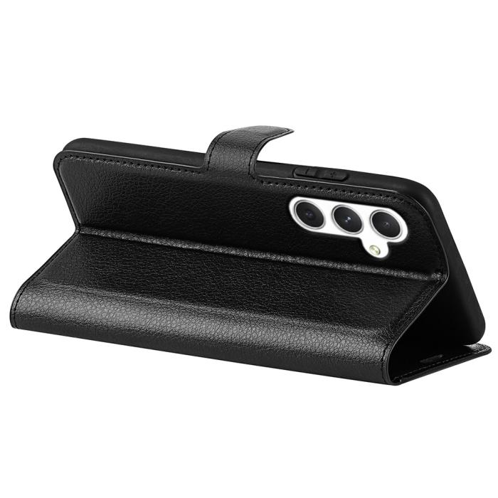Bild 4,  Samsung Galaxy S24 Fodral Litchi Läder Svart