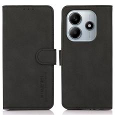 KHAZNEH KHAZNEH Xiaomi Redmi Note 14 4G Fodral Retro L&auml;der Svart