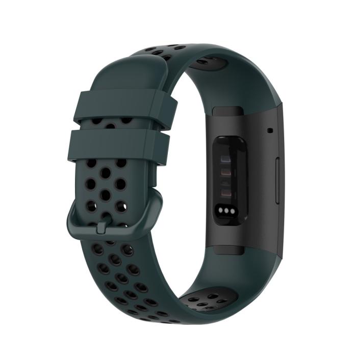 Bild 2,  Fitbit Charge 4/3 Silikon Träningsarmband Mörk Grön/Svart
